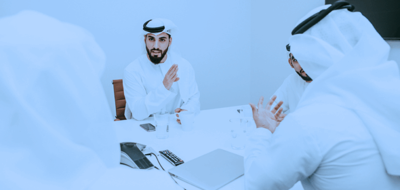 Legal team of Bin Nakhira & Partners in a meeting, nominated for Middle East Legal Award 2019