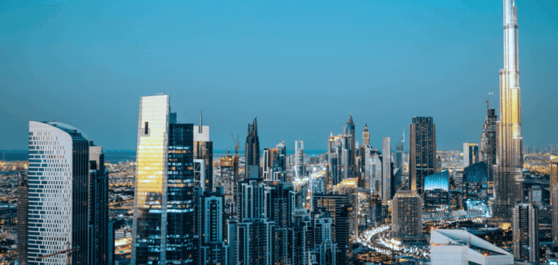 Dubai skyline featuring Burj Khalifa and modern skyscrapers representing future urban development and growth
