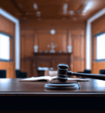 Inside a courtroom in Abu Dhabi representing legal proceedings involving living persons only