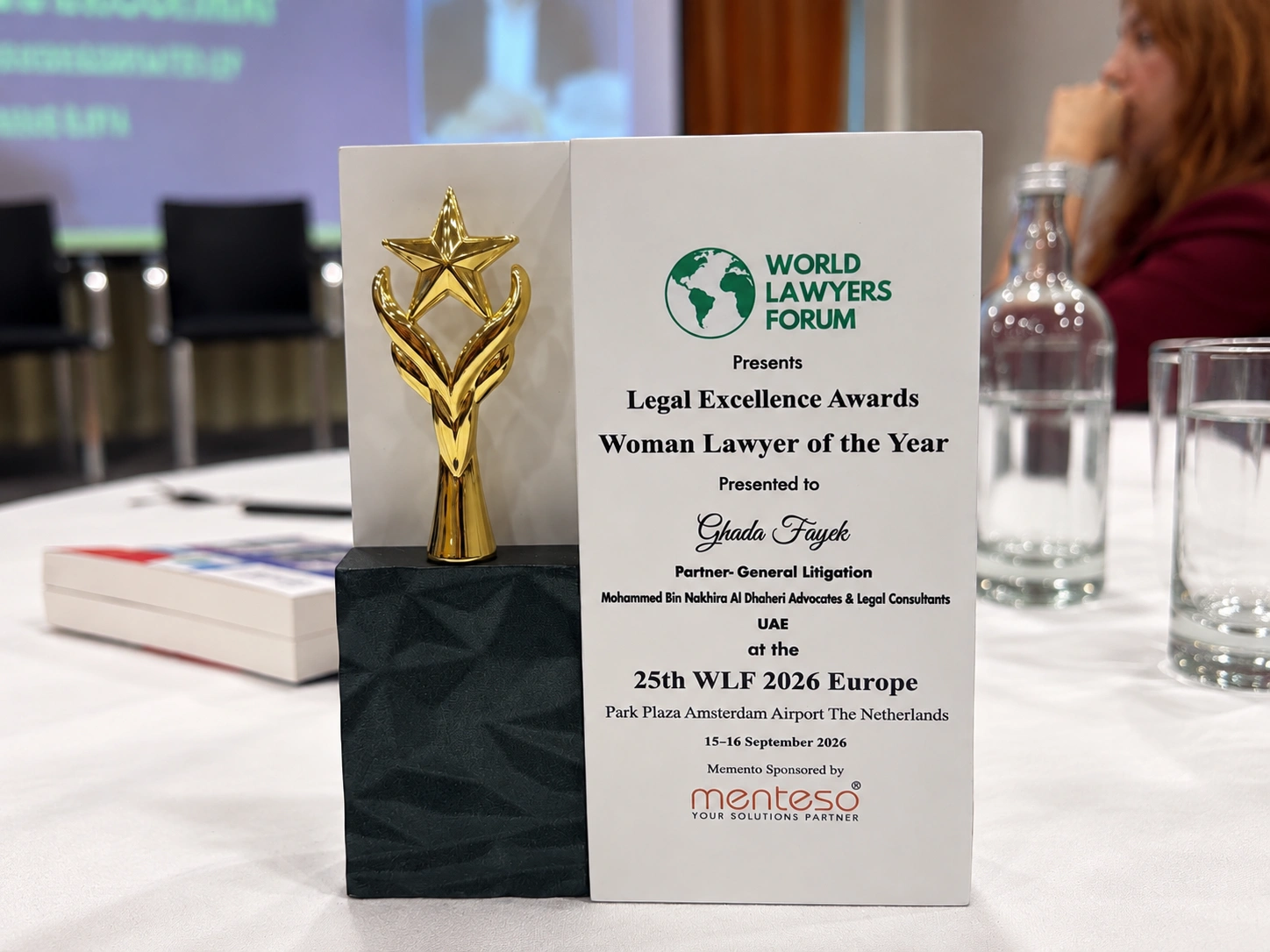 Woman Lawyer of the Year award presented to Dr Ghada Fayek at WLF 2026 Europe