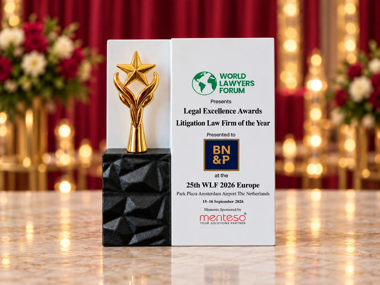 Screen announcing Bin Nakhira & Partners as Litigation Law Firm of the Year